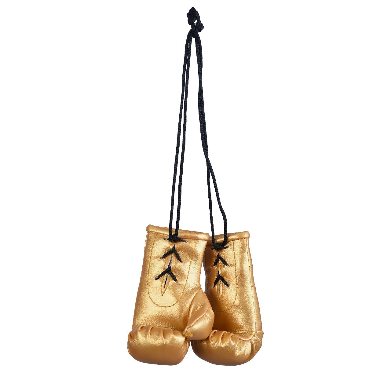 Boxe Mini Voiture Suspendu Gants de Boxe Miniature avec Lacets pour Rétroviseur ou tout autre endroit (Doré)