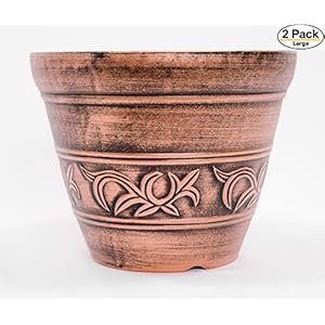 Corinthian Order Inspired Rustic Copper Look Plastic Planter 10X8 Flowerpot for Indoor, Outdoor, Garden, Patio, Deck, Office Ornaments, Home Decor (Copper-CO1) Corinthian Order Inspired Rustic Copper Look Plastic Planter 10X8 Flowerpot for Indoor Outdoor Garden Patio Deck Office Ornaments Home Decor Copper CO1