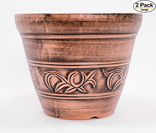 Corinthian-Order-Inspired-Rustic-Copper-Look-Plastic-Planter-10X8-Flowerpot-for-Indoor-Outdoor-Garden-Patio-Deck-Office-Ornaments-Home-Decor-Copper-CO1 Corinthian Order Inspired Rustic Copper Look Plastic Planter 10X8 Flowerpot for Indoor Outdoor Garden Patio Deck Office Ornaments Home Decor Copper CO1