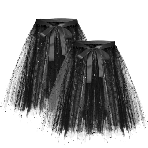 Falda de rendimiento hecha a mano para mujer con lazo de color sólido con cordones y diseño hinchado para un estilo elegante, 2 unidades, Negro, S