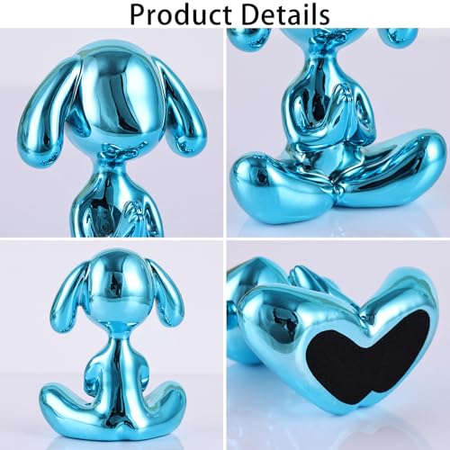 Estatua Decorativa de Perro Meditando Azul para Escritorio miniatura 4