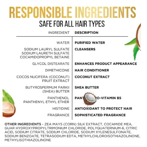 Shea Butter and Coconut Milk SHAMPOO, 38.2 fl oz - Moisture for Curly, Wavy & Dry Hair - Nourishing, Frizz Control, Sulfate-Free Shampoo for Shine & Softness