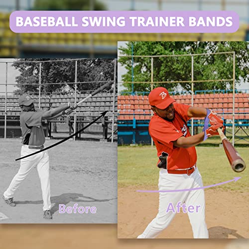 Tainess Baseball Swing Trainer Bands,Baseball/Softball Hitting Training Equipment For Perfect Batting Practice Aids For Baseball And Softball Beginner (Purple) #TOP1