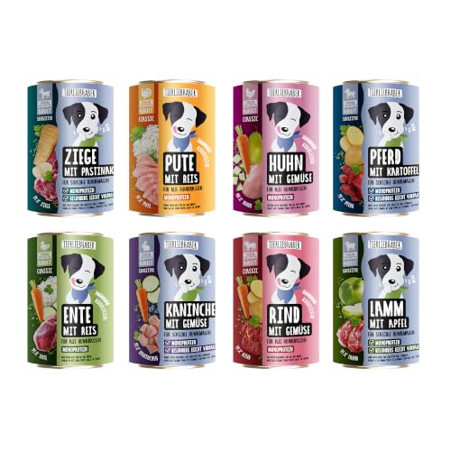 Hundefutter Nass 400g Probierpaket 8 Sorten – Hunde Nassfutter Wet Dog Food
