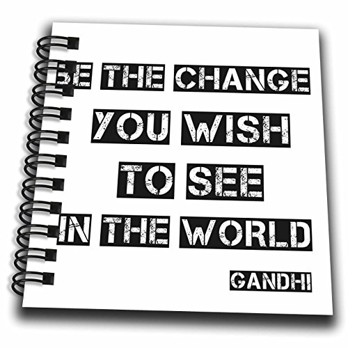 Image of 3dRose db 164662 3 Be the Change You Wish to See Gandhi Quote Typography Mini Notepad, 4 by 4 inch