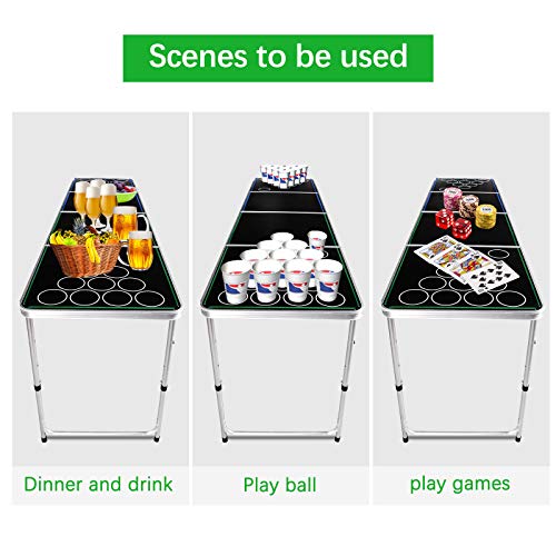 image for Wodesid 8FT Portable Beer Pong Tables with Carrying Handle Tailgate De