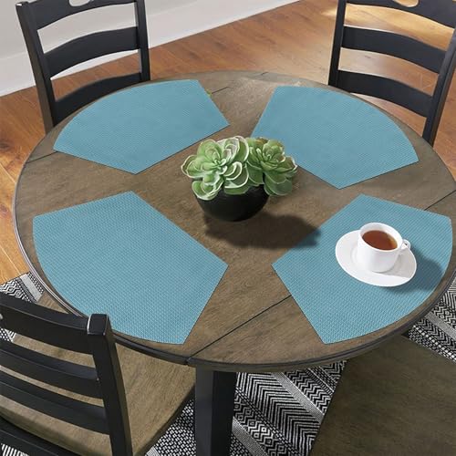 Shacos Round Table Placemats Set Of 4 Wedge Placemat Wipe Clean Heat Resistant Woven Vinyl Round Table Mats thumb #3