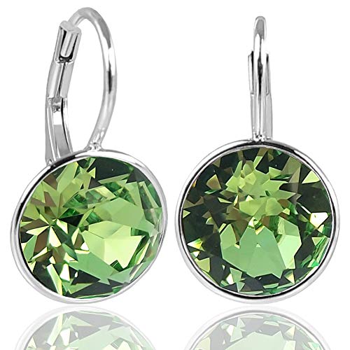 NOBEL SCHMUCK Silber-Ohrringe mit Kristallen von Swarovski® 925 Sterling Silver - Peridot