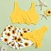 POachers Niñas Bañadores Estampado de Girasol Decoraciones de Lazos Hálter Bikinis Traje...
