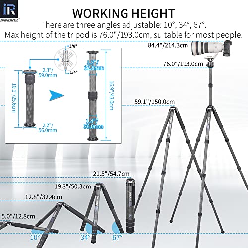 INNOREL KT364C Compact 10-Layer Carbon Fiber Camera Tripod 36mm Big Tube Professional Travel Tripod for Digital DSLR Video Camcorder Heavy Duty Camera Stand Load 66.1lb/30kg with Center Column - Image 6