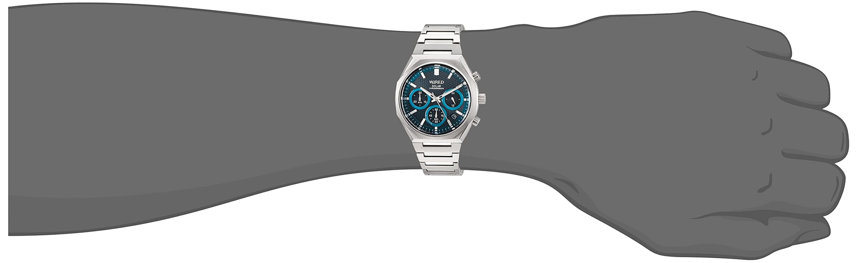 【美品】SEIKO クロノグラフ デイト シルバーウォッチ シルバーバンド 美品】SEIKO クロノグラフ デイト シルバーウォッチ シルバーバンド