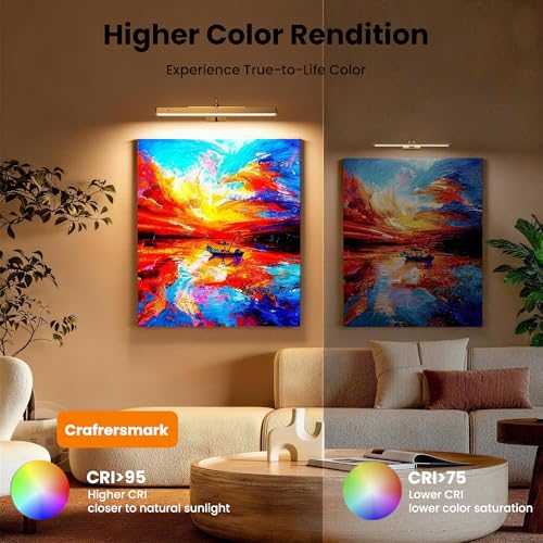 Picture Light Battery Rechargeable, 3Pack Picture Light for Wall with Remote, 3 Color Modes and Dimmable Classic Art Lights for Paintings, Pictures in Gallery, Bedroom, with Timer_Antique Gold