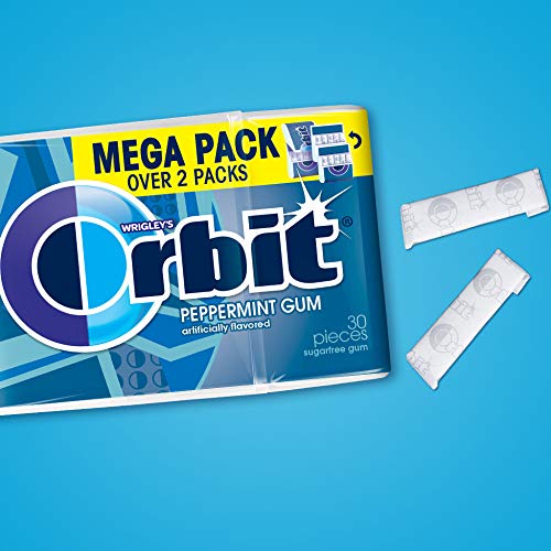 Image of ORBIT Gum Peppermint Sugar Free Chewing Gum Individually Wrapped Mint Mega Packs, 30 Count (Pack of 48)