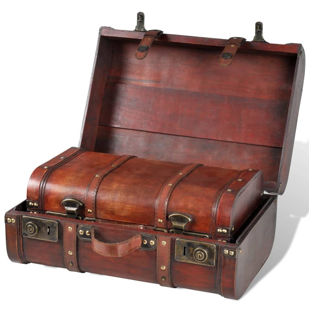 vidaXL Baule del Tesoro in Legno 2 pz Vintage Marrone