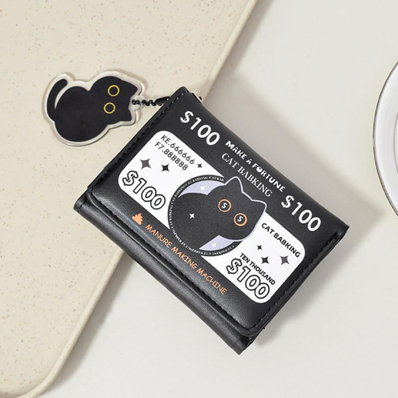 Cute Wallets for Women Coquette Stuff Y2k Accessories Wallet Card Holder Pocket Card Holder Aesthetic Preppy Kawaii Wallet Purse Cutecore Harajuku Purse (Black Cat)2