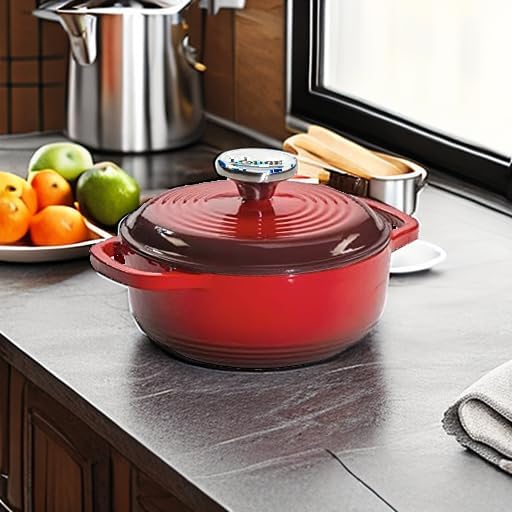 Lodge 1.5 Quart Enameled Cast Iron Dutch Oven with Lid – Dual Handles – Oven Safe up to 500° F or on Stovetop - Use to Marinate, Cook, Bake, Refrigerate and Serve – Red - Image 8