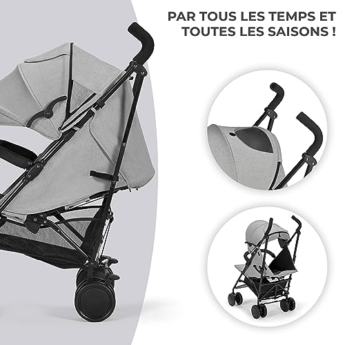 Kinderkraft Poussette Canne SIESTA, Parapluie, Pliable/Compacte, Position allongée, jusqu'à 22 kg, Gris – Image 6