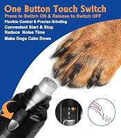 Petsaunter Dog Nail Grinder, 2-Speed and LED Light, Touch-Switch, TypeC, Quiet and Low-Vibration Dog Nail Trimmers, and 3 Ports for Large Dogs, Medium, Small Dogs Cats Pets with Hard or Thick Nail — image 2
