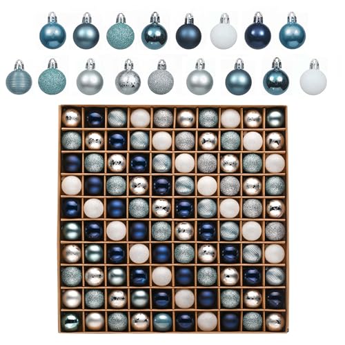 Kit décorations sapin de Noël bleu argent 30 mm mini boules