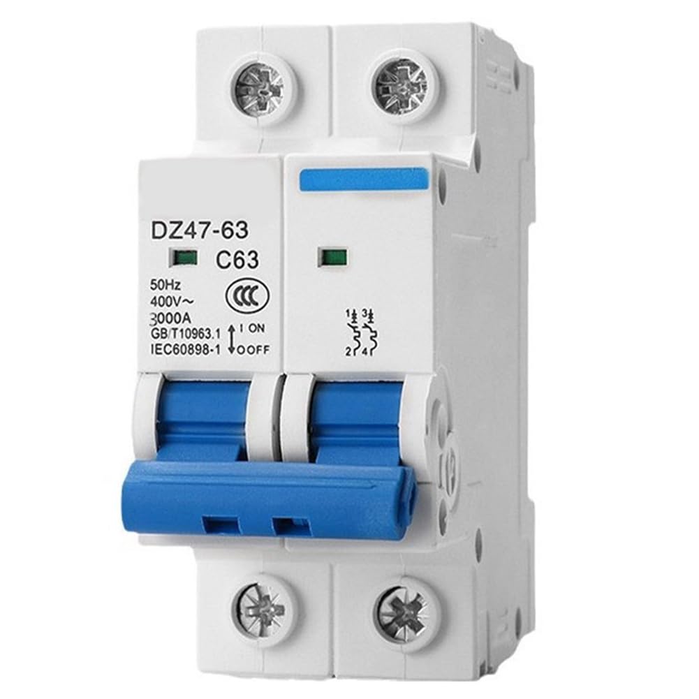 Jnchdghwa As Shown Arc Fault Detection Device Circuit Breaker 2P 63A Residual Current Circuit Breaker Short-Circuit Protection Device Overload Protection Circuit Breaker Leakage Protection Device
