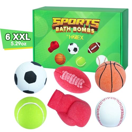 HZEX Sports Themed Bath Bombs Gift Set – 6 Piece Novelty Fizzy...