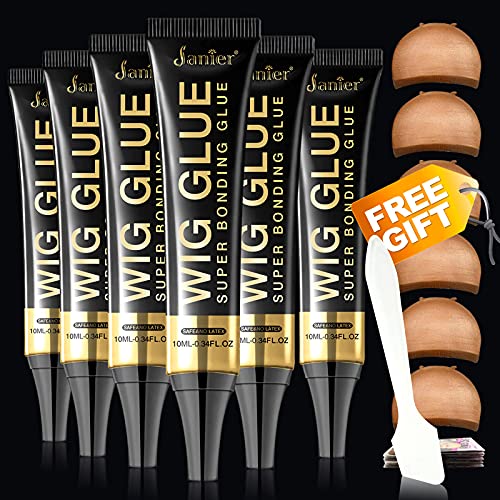 Janier Wig Glue,Lace Front Wig Glue -Waterproof and Oil Lace Glue Adhesive -Strong Hold Bonding Hair Adhesive Glue (2.0fl oz)/6 Sticks Janier Wig Glue,Lace Front Wig Glue -Waterproof and Oil Lace Glue Adhesive -Strong Hold Bonding Hair Adhesive Glue (2.0fl oz)/6 Sticks