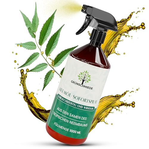 GRÜNSCHMIEDE - Premium Neemöl-Sofortspray 1000 ml für widerstandsfähige & vitale Pflanzen fertige Neemöl mit Emulgator Sprühlösung zur direkten Anwendung Niemöl für drinnen u. draußen