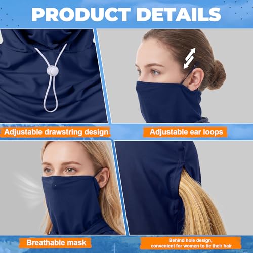 Image of Funtery 4 Pack Cooling Balaclava Face Mask UV Protection Breathable Full Head Hood for Men Women Cycling Fishing Motorcycle
