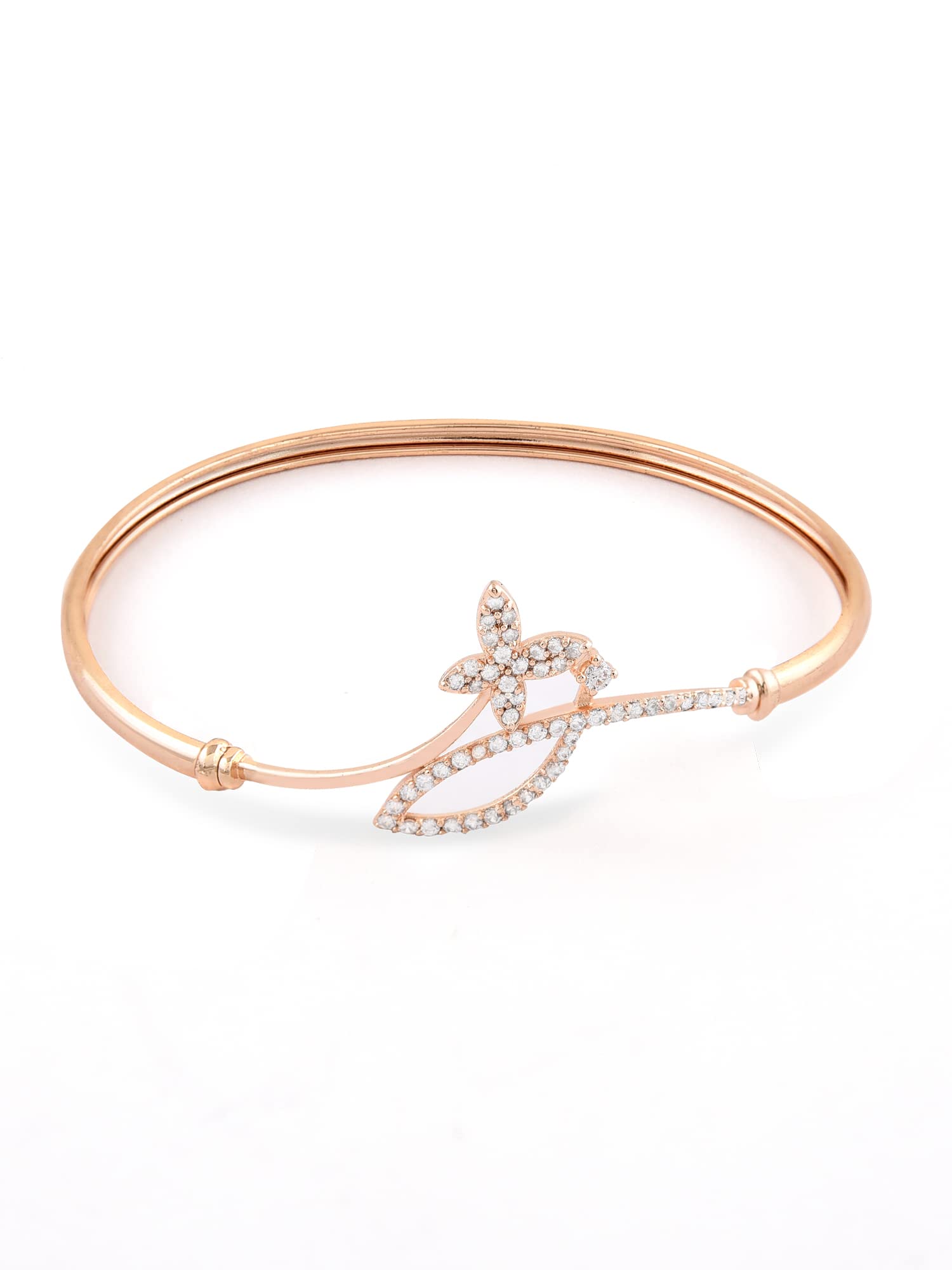ZAVERI PEARLS Rose Gold Cubic Zirconia Contemporary Butterfly Bangle Style Kada Bracelet For Women-ZPFK10702 (B0B3XJDCB1) Amazon Price History, Amazon Price Tracker