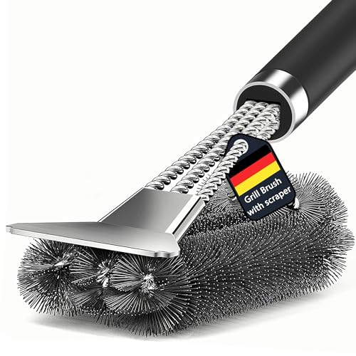 TNTOR Grill Brush, BBQ Cleaning Brush with Scraper, Stainless Steel Bristles and Extra long Handle,...