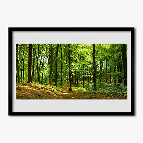 Voie forestière nature affiche encadrée 70x50 cadre en MDF Tulup image murale salon chambre