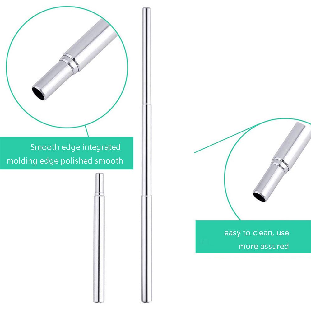2 Pcs Reusable Stainless Steel Telescopic Collapsible Straws - Portable Metal Drinking Straws for Travel & Home - Image 3