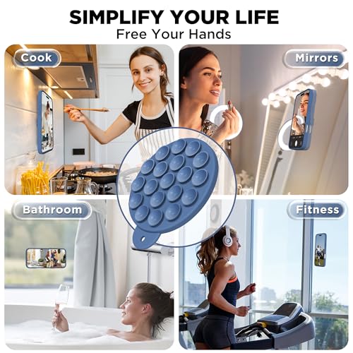 Image of Magnetic for iPhone 16 Case, Compatible with Magsafe, Suction Cup Phone Mount, [2 Screen Protectors][Camera Lens Protector] Silicone Shockproof Protective Slim Phone Cover 6.1 inch, Azure Blue