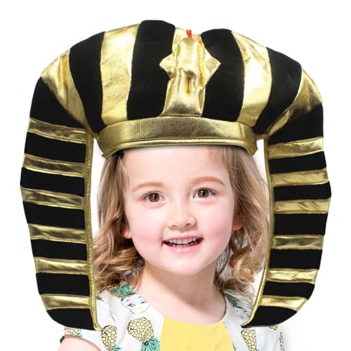 Generico Sombrero egipcio, disfraz egipcio de oro negro en oro tut | Sombreros de Halloween para adultos unisex, accesorio suave para adultos y niños