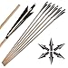 ZSHJG Tiro con Arco Flechas de Bambú Caza Plumas de Pavo Flecha Punta de Flecha Cabeza de Arco Largo Recurvo 6 Piezas (Modelo 5)
