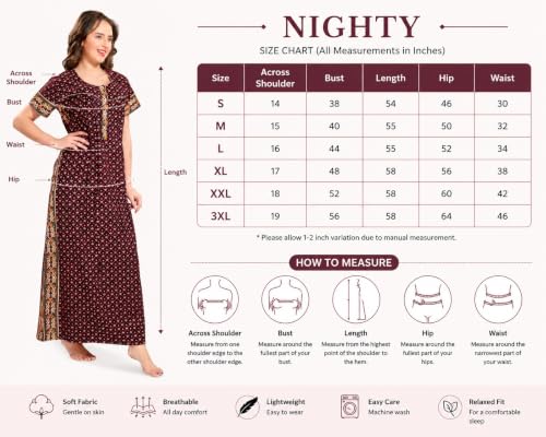 Image of AV2 Women's Cotton Printed Maxi Nighty