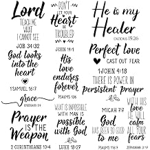 Sabary 12 Pcs Bible Verse Wall Decals Stickers Religious Scripture Wall Art Decor Father Day Gift Inspirational Quote Christian Peel and Stick Motivational Decor for Bedroom Living RoomPretty Style