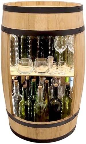 Weeco Étagère Murale En Bois Avec Éclairage LED RGB - Meuble De Bar Rustique Pour Bouteilles Et