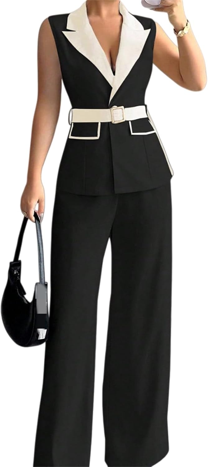 Women's 2026 Elegant Strapless Top And Straight-Leg Pants Set, Womens Sets 2 Piece,Outfits Loose Wide Leg Pants