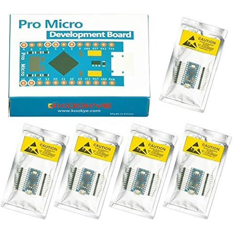 KOOKYE 5PCS ProMicro ATmega32U4 5V/16MHz Module Board with 2 Row pin Header for Arduino Leonardo Cover