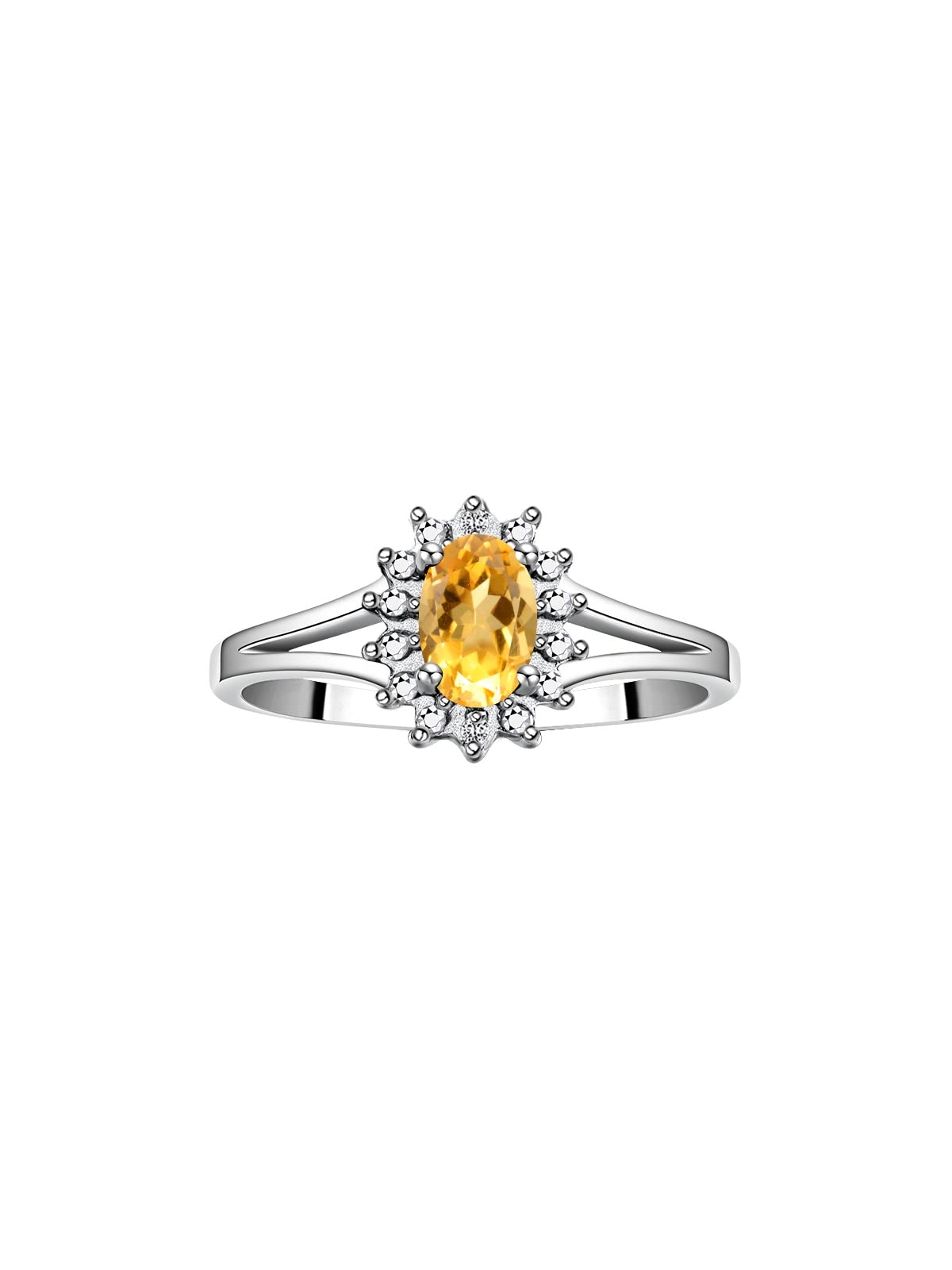 Rylos Halo Ring: Diamond Birthstone with 6X4MM Oval Gemstone - Women's Jewelry in Sterling Silver - Stunning Diamond Ring Sizes 5-10