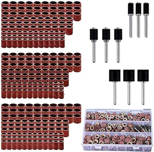 338pcs Sanding Drum Kit with Free Box fits Dremel Includes Rubber Drum Mandrels - 1/2 3/8 & 1/4#21-MST