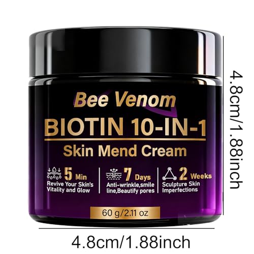 Water Ice Levin 2PCS Bee Venom Biotin 10-in-1 Skin Restoration Cream, 2026 Biotin Skin Treatment Cream, Lifting & Firming Face Cream for Wrinkle Smile Line Remover & Effectively smoothes skin and deeply Moisturizer