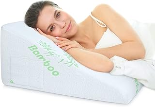 COOLBEBE Wedge Pillow 12" Bed Triangle Wedge Pillow with Memory Foam Top|Reduce Neck & Back Pain, Acid Reflux, After Surgery|Ideal for Sleeping, Reading, Rest, Elevation