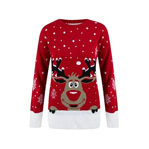 ZEE FASHION Get The Trend - Pull-Over Unisexe Vintage des Années 70 Motifs Noël