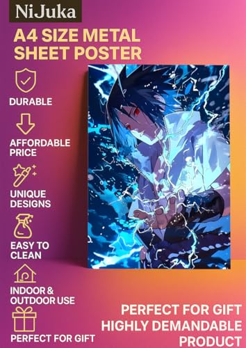 Image of NIJUKA Anime Printed Metal sheet Poster For Home And Room Decoration | For Anime Art Fans Boys And Girls (Sasuke chidori)