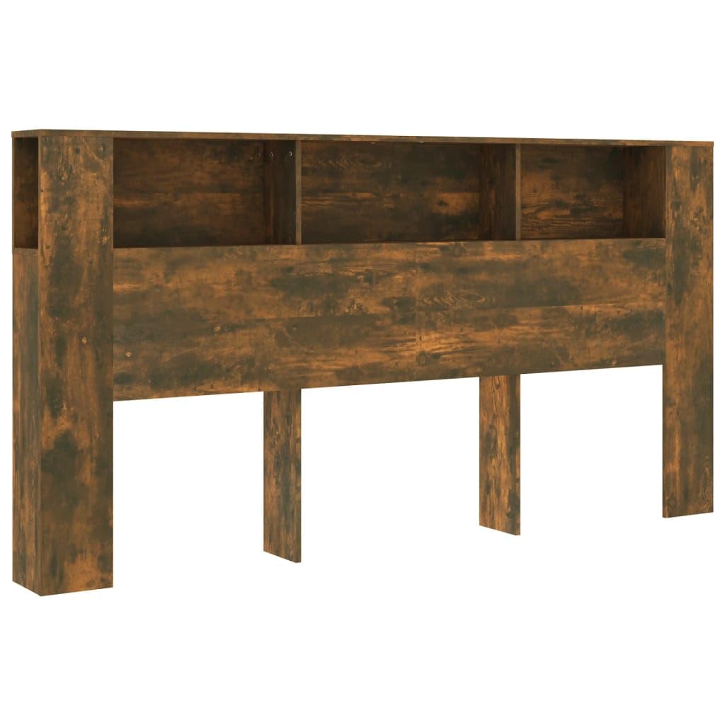vidaXL Headboard Cabinet Home Indoor Bedroom Bookcase Headboard Cabinet Wooden Storage Bed Backboard Footboard Furniture Bed Accessory Smoked Oak