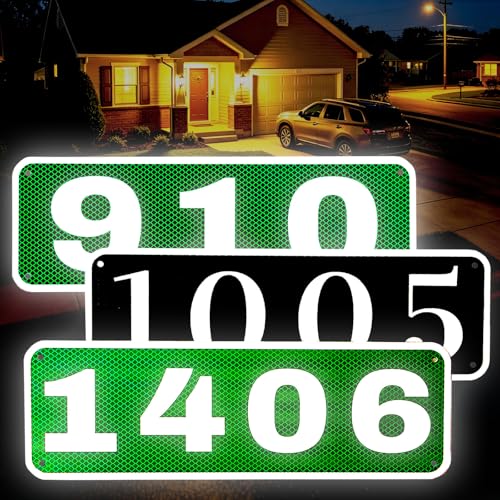 Image of Reflective House Numbers Address sign - Rustproof Metal Signs for Outside