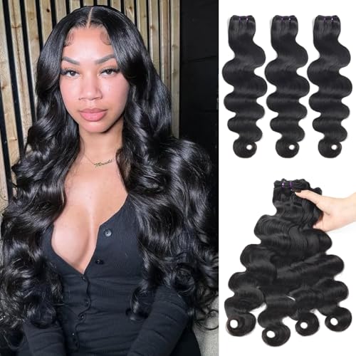 Menalue Human Hair Bundles Body Wave Hair 3 Bundles 18 20 22 Inch 16A Vietnamese Raw Human Hair 100% Unprocessed Virgin Hair Weave Human Hair Extension Natural Black Color