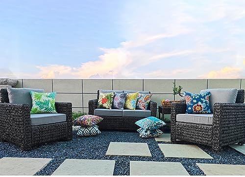 Miniatura 7 de Juego de 2 almohadas de patio impermeables para exteriores con rellenos incluidos, almohada de exterior de 18 x 18 pulgadas para muebles de patio